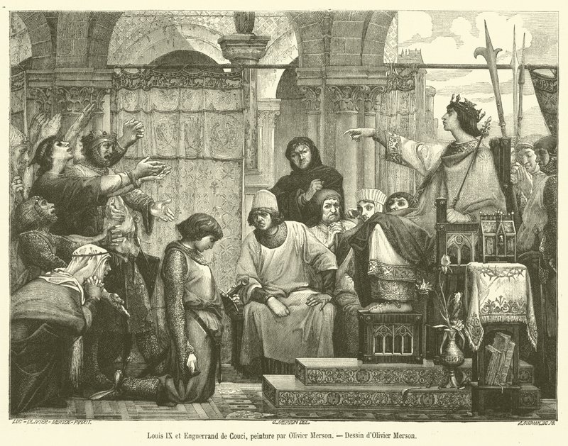 Louis IX og Enguerrand de Couci (gravering) af French School