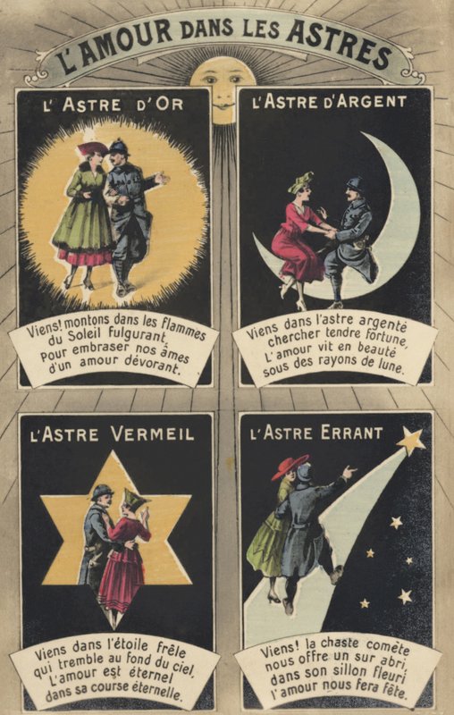 Kærlighed i stjernerne (farve litho) af French School