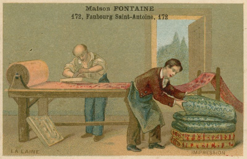 Maison Fontaine handelskort, uldtryk af French School