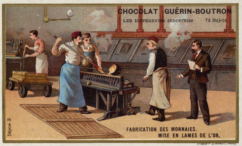 Fremstilling af mønter (chromolitho) af French School