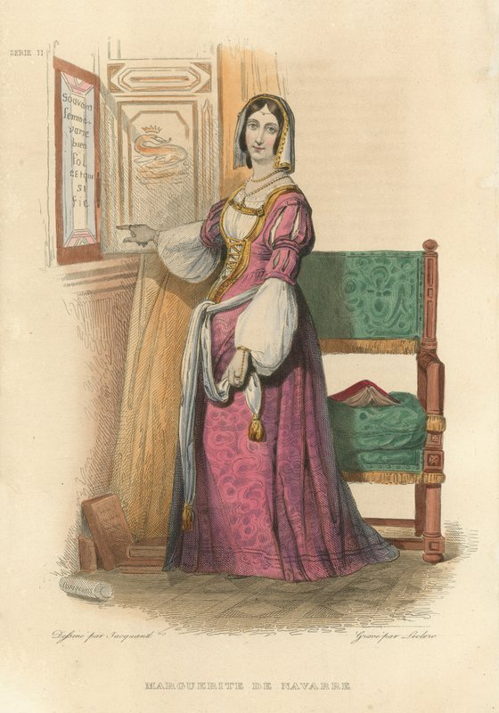 Marguerite de Navarre (farvet gravering) af French School