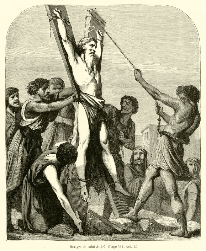 Sankt Andreas Martyrium (gravering) af French School