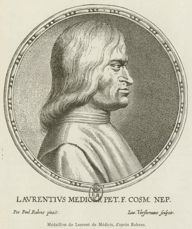 Medaljon af Laurent de Medicis (gravering) af French School