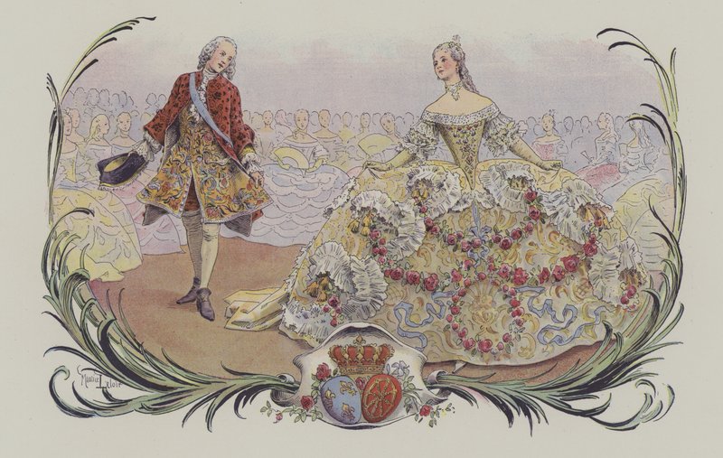 Menuet (farve litho) af French School