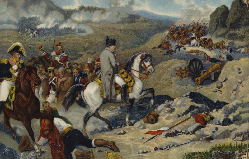 Napoleon I ved Wagram (farvet litografi) af French School