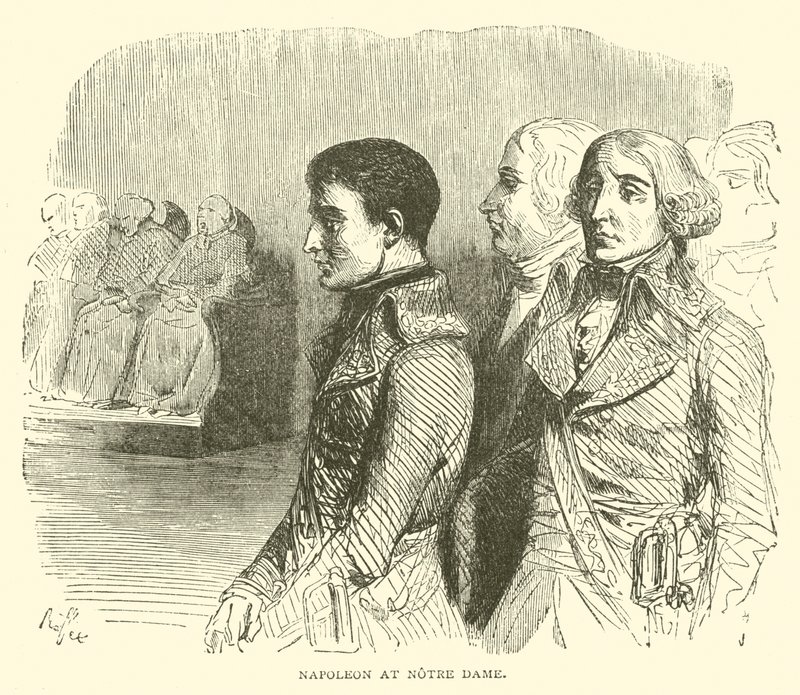 Napoleon ved Notre Dame (gravering) af French School