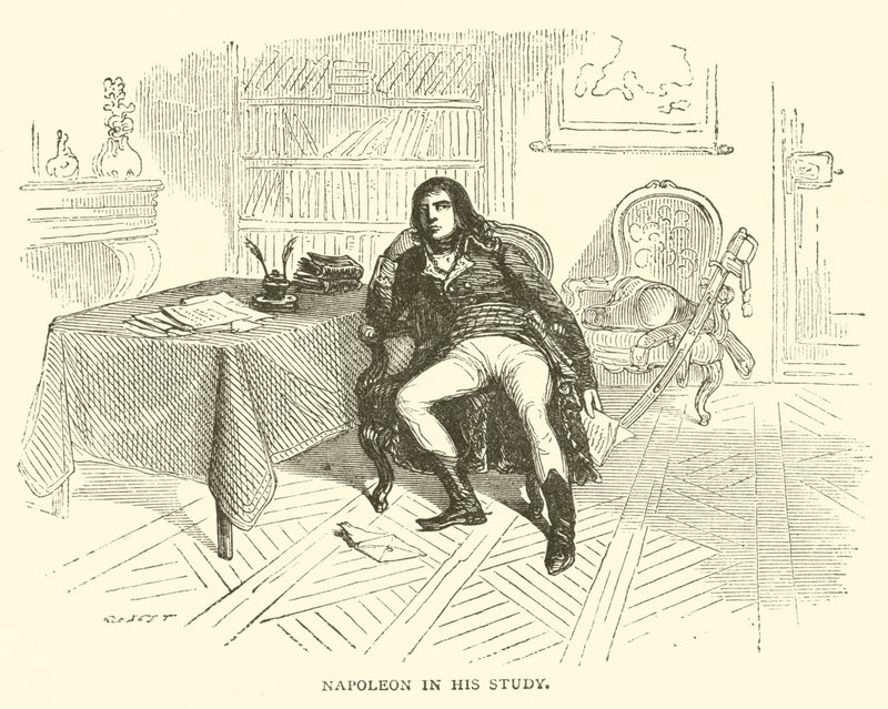 Napoleon i sit arbejdsværelse (gravering) af French School