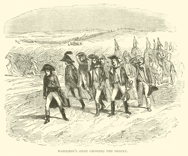 Napoleons hær krydser ørkenen (gravering) af French School
