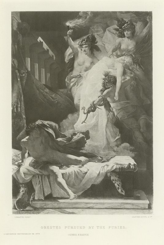 Orestes forfulgt af furierne (dybtryk) af French School
