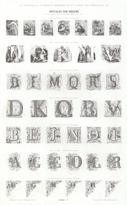 Side fra typografiske vignetter (gravering) af French School