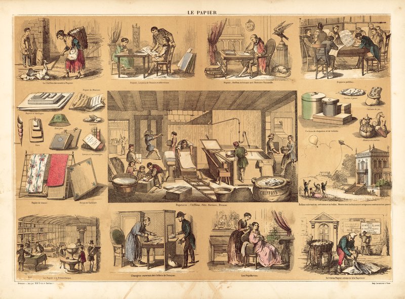Papir (farve litho) af French School