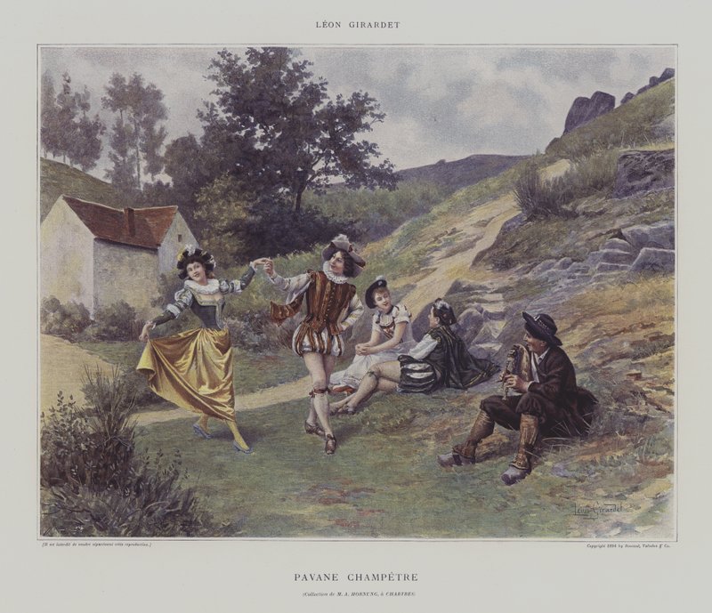 Pavane Champetre (farve litho) af French School