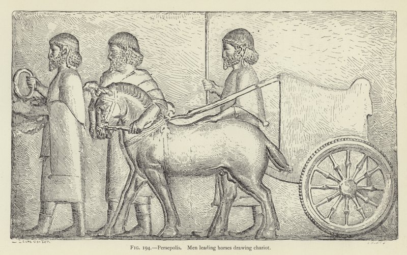 Persepolis, Mænd, der fører heste, der trækker vogn af French School