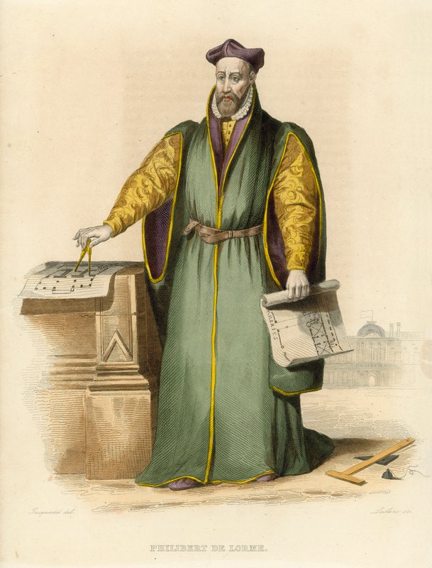 Philibert de Lorme (farvet gravering) af French School