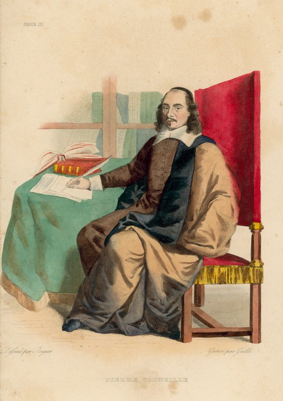 Pierre Corneille (farvet gravering) af French School