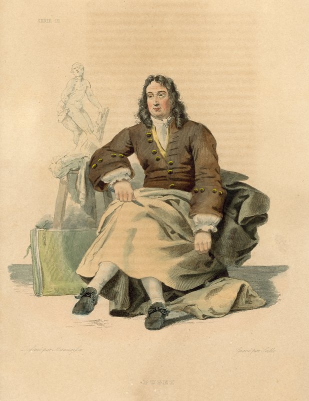 Pierre Puget (farvet gravering) af French School