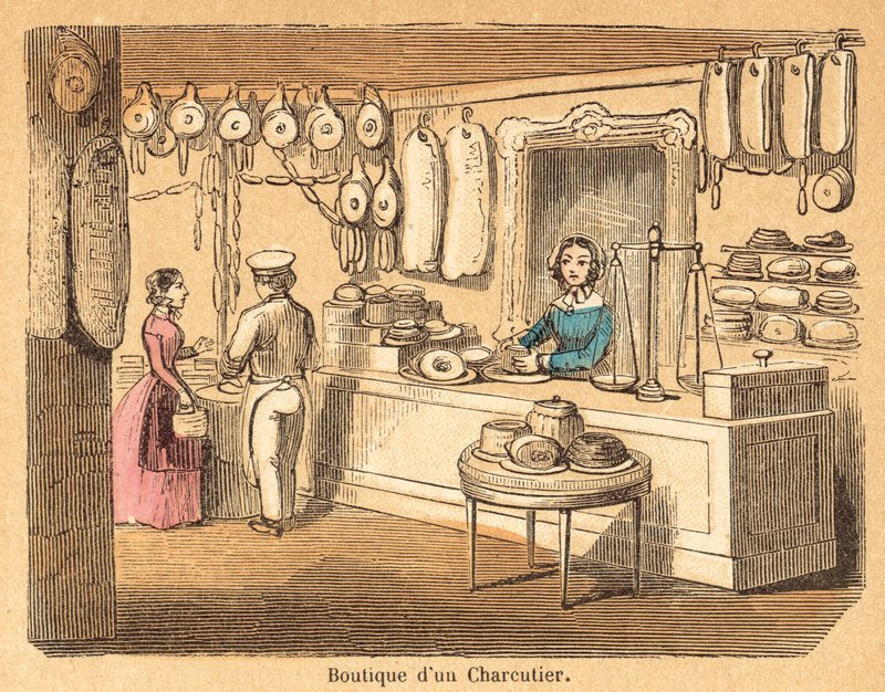 Gris (farvet gravering) af French School