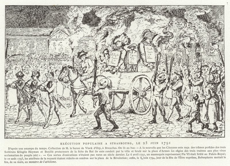 Populær henrettelse i Strasbourg, 25. juni 1791 af French School