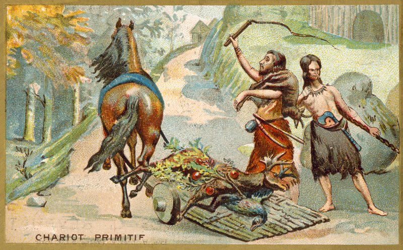 Primitiv vogn (chromolitho) af French School