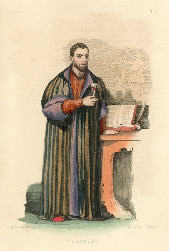 Rabelais (farvet gravering) af French School