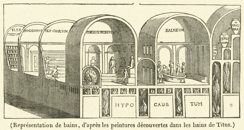 Representation de bains (gravering) af French School