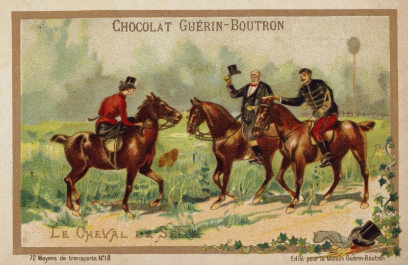 Rideheste (chromolitho) af French School