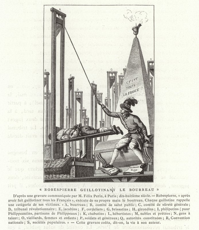 Robespierre guillotinerer bødlen, den franske revolution af French School