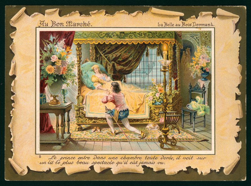 Scene fra Tornerose (chromolitho) af French School