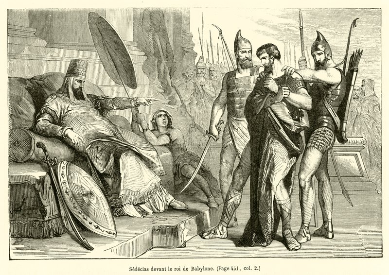 Sedecias før kongen af ​​Babylon (gravering) af French School