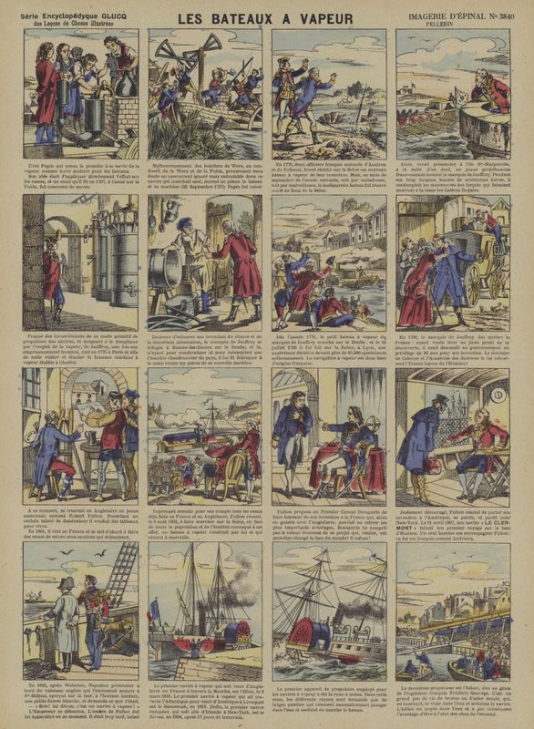 Dampbåde (farve litho) af French School