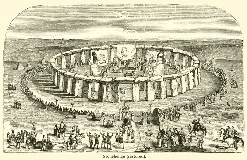 Stonehenge, restaureret (gravering) af French School