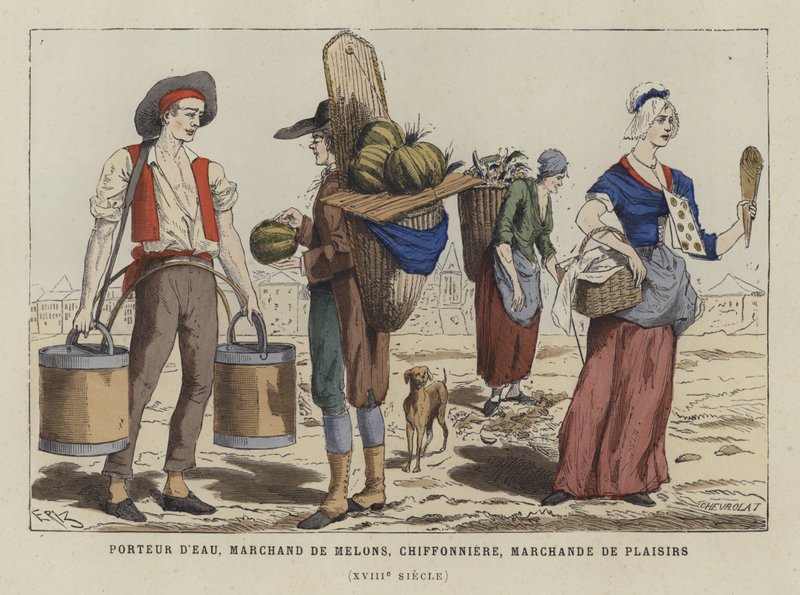 Gadehandlere, 1700-tallet af French School