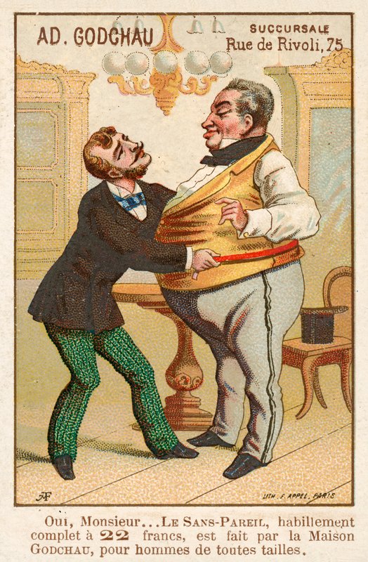 Skræddersyning af en fed kunde (Chromolitho) af French School
