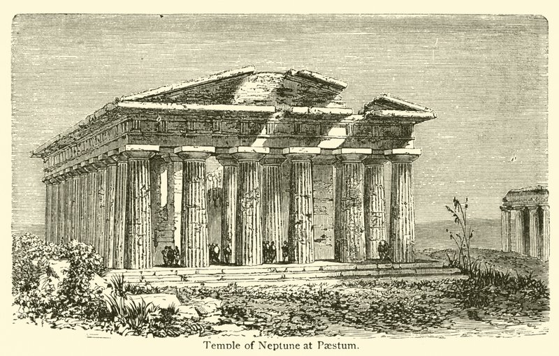 Neptuntemplet ved Paestum (gravering) af French School