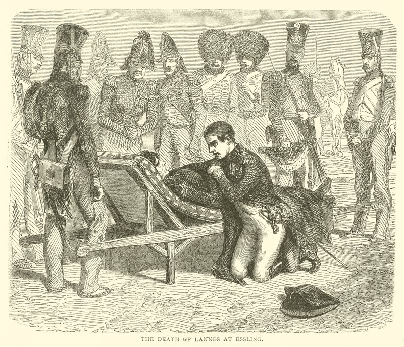 Lannes død ved Essling (gravering) af French School