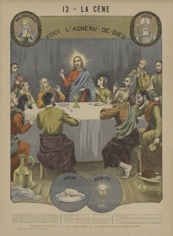 Eukaristien (farve litho) af French School