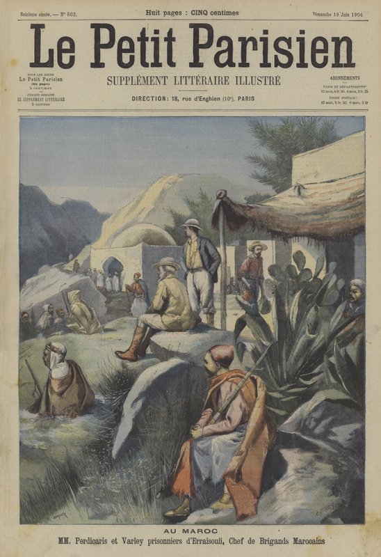 Perdicaris-hændelsen, Marokko (farve litho) af French School