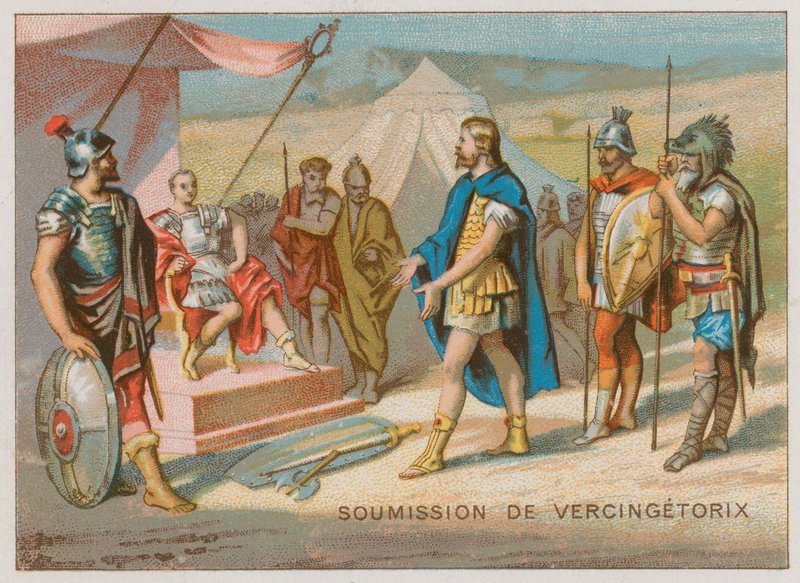 Underkastelsen af Vercingetorix til Cæsar af French School