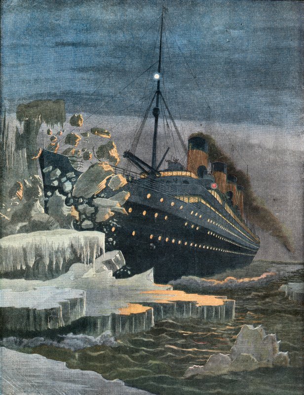Titanic kolliderer med et isbjerg. af French School