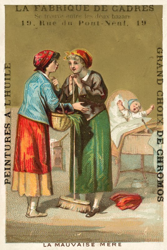 Den dårlige mor (chromolitho) af French School