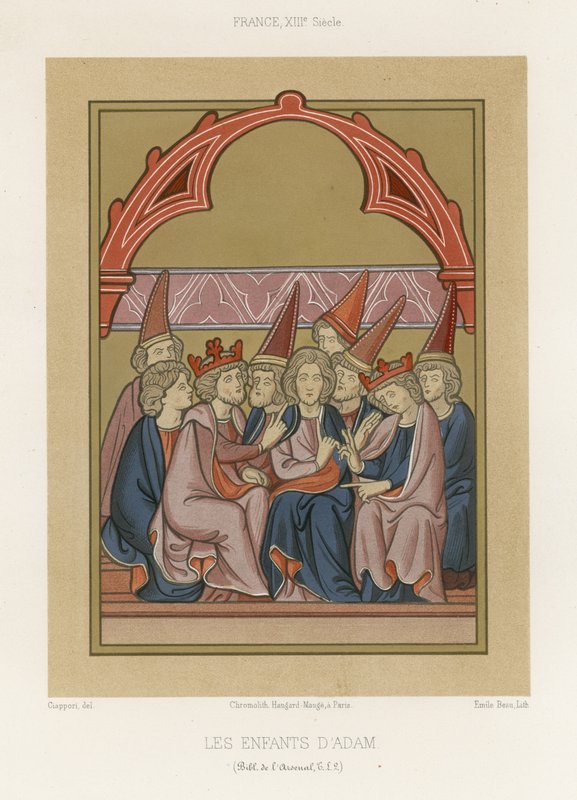 Adams børn (chromolitho) af French School