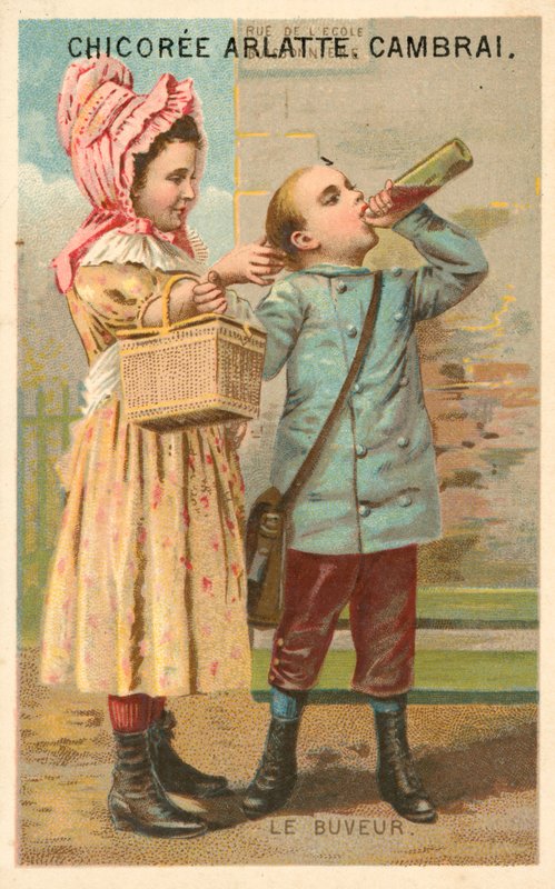Drikkeren (chromolitho) af French School