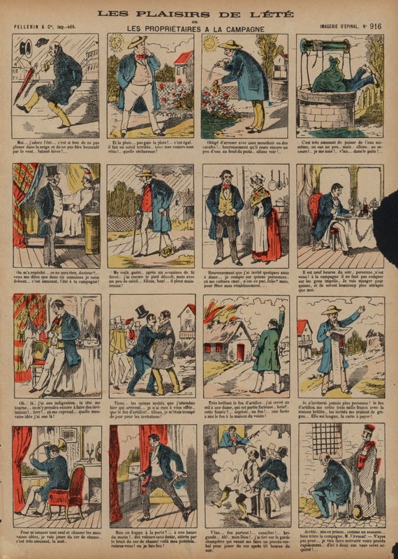 Sommerens fornøjelser (farvet gravering) af French School