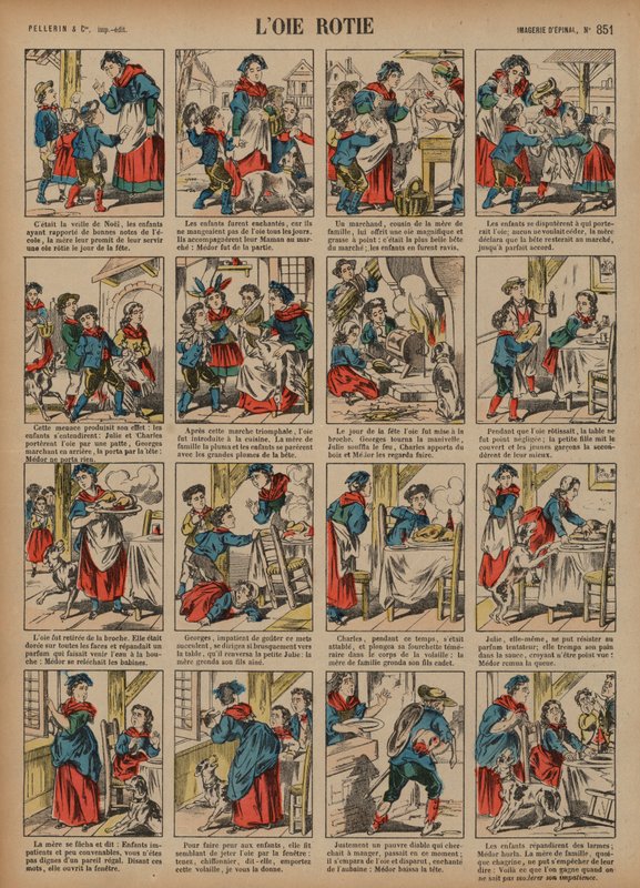 Den stegte gås (farvet indgravering) af French School