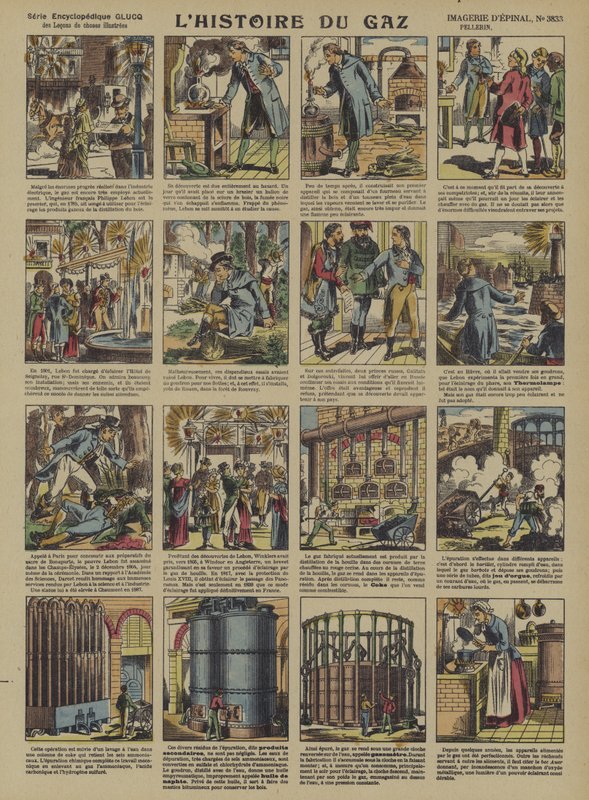 Historien om gas (farve litho) af French School