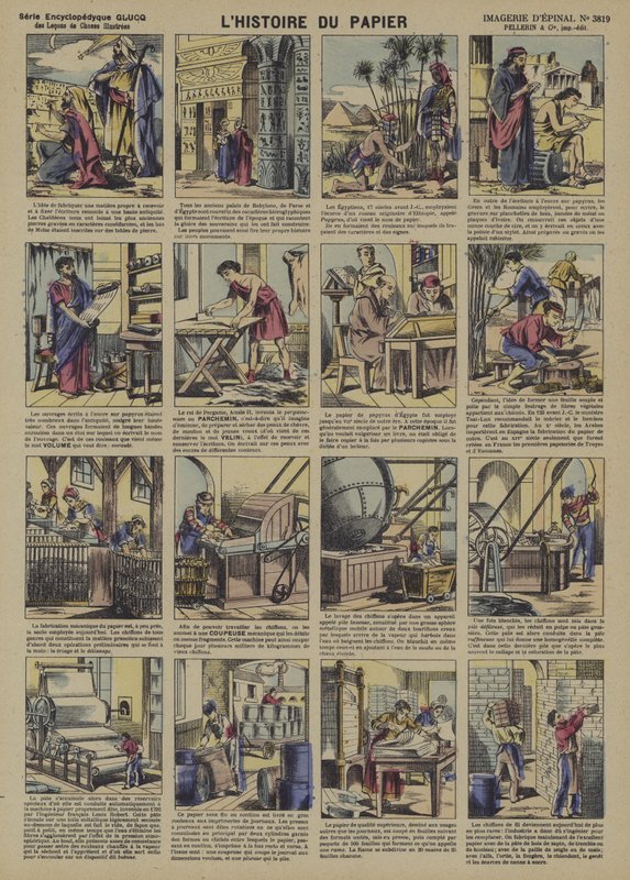Historien om papir (farve litho) af French School
