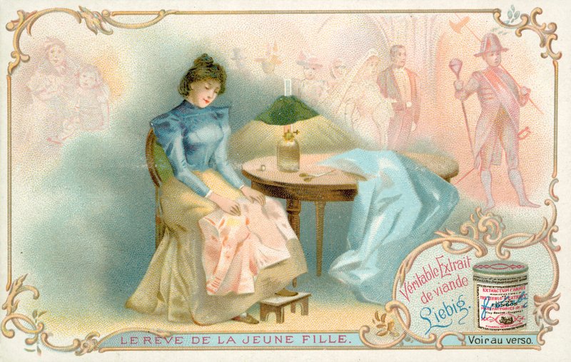 Den unge piges drøm (chromolitho) af French School