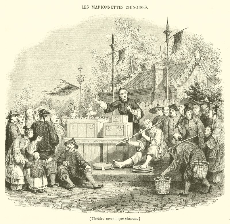 Kinesisk mekanisk teater (gravering) af French School