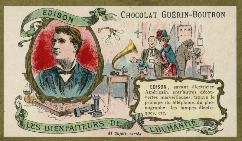 Thomas Edison, amerikansk opfinder (chromolitho) af French School