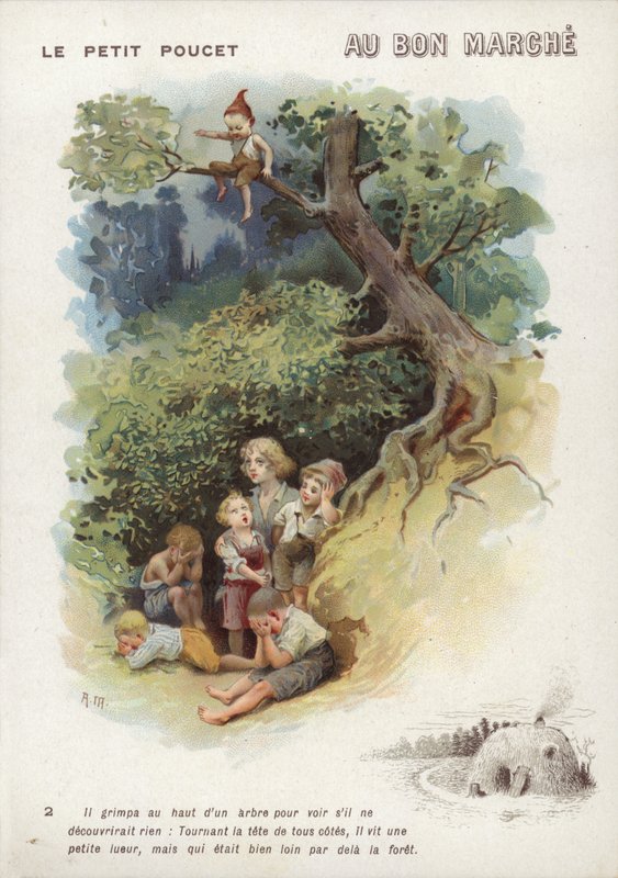 Tom Thumb, sidder i træet af French School